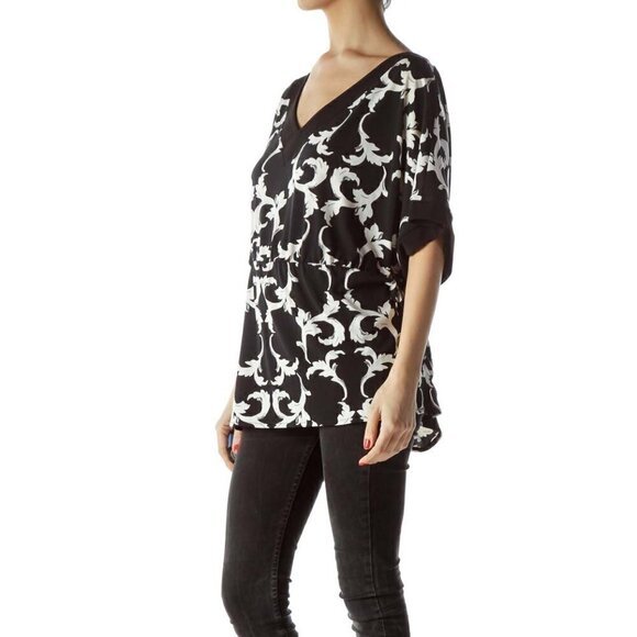 White House Black Market Black White Toile Print Blouse - Picture 3 of 3